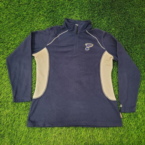 Vintage Y2K St-Louise Blues Track Jacket Womens Large 22x26 Blue Fleece - Picture 1 of 16